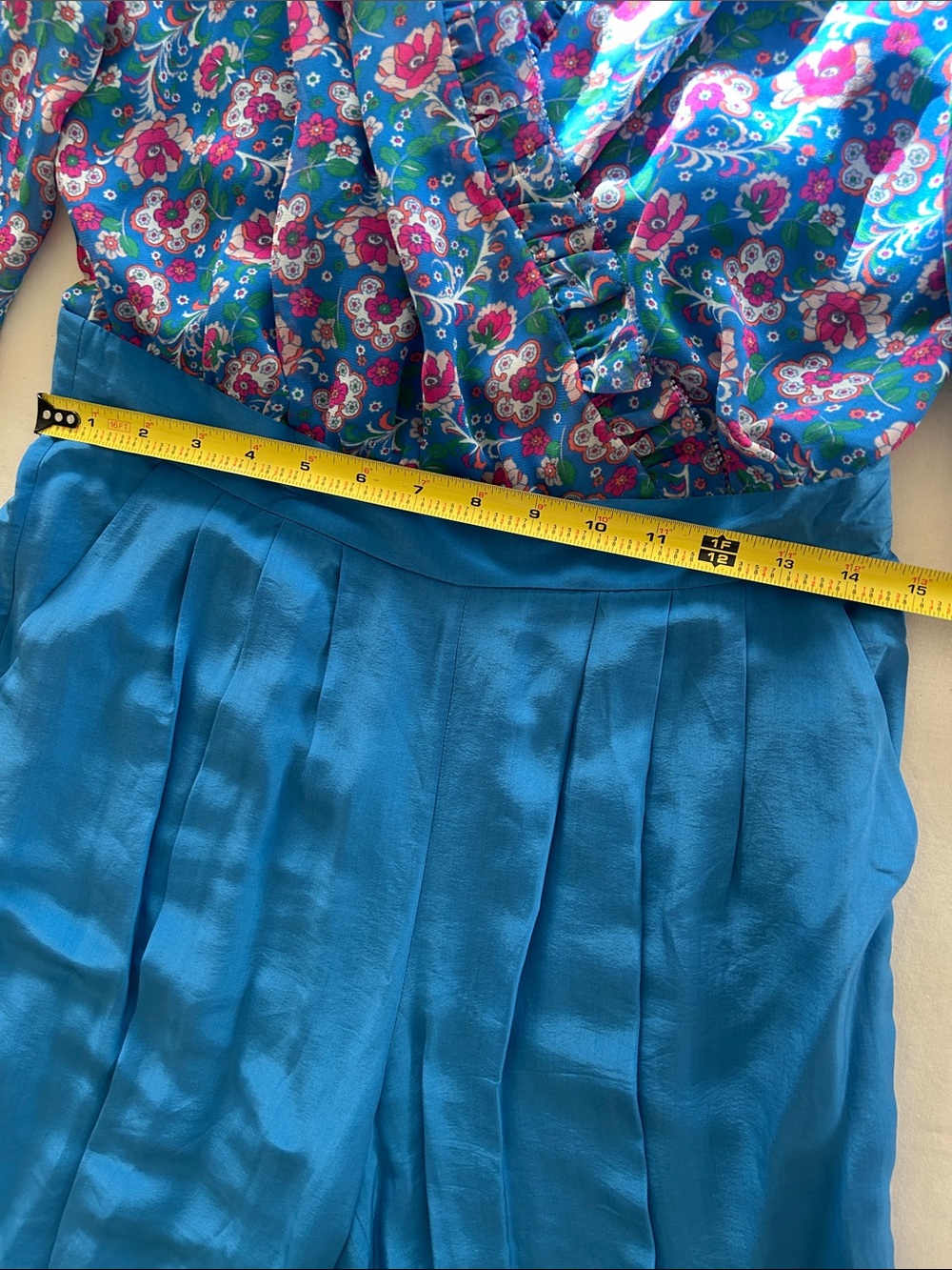 Boden Floral Blue Wide-Leg Jumpsuit Pants - Picture 3 of 11